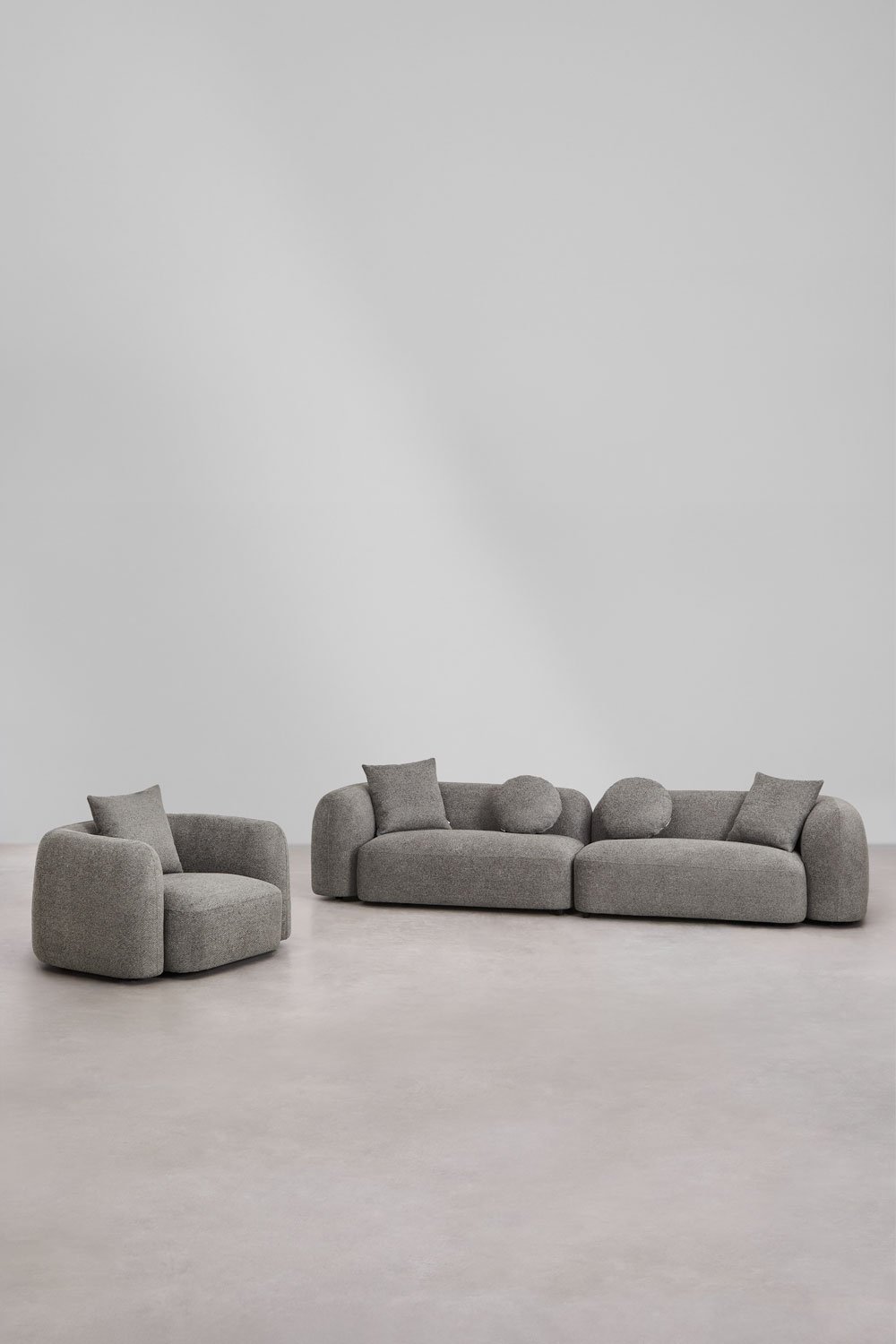 2-piece modular sofa and armchair living room set in Coco chenille, gallery image 3