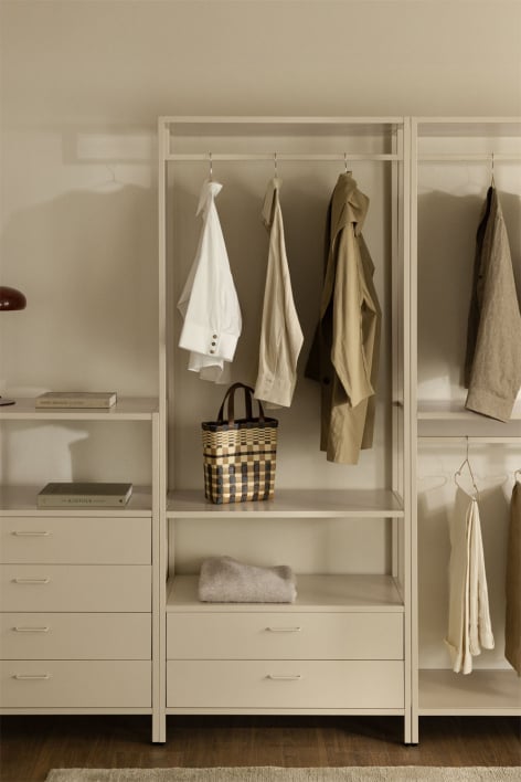 Janine open wardrobe with steel drawers