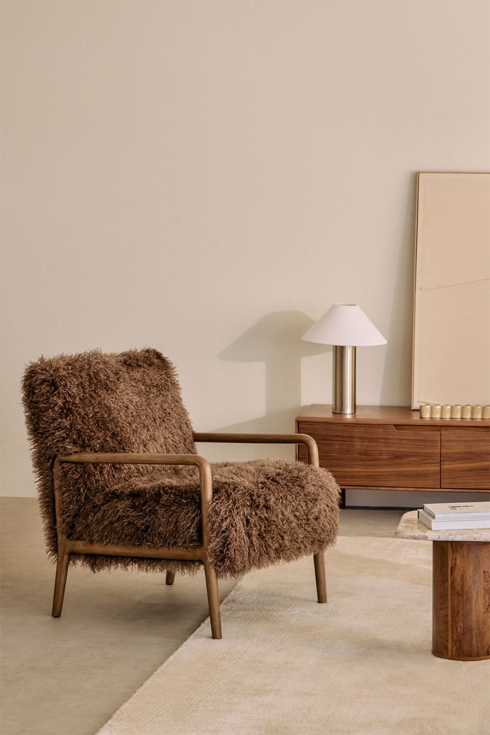 Maylene rubber wood armchair, gallery image 1