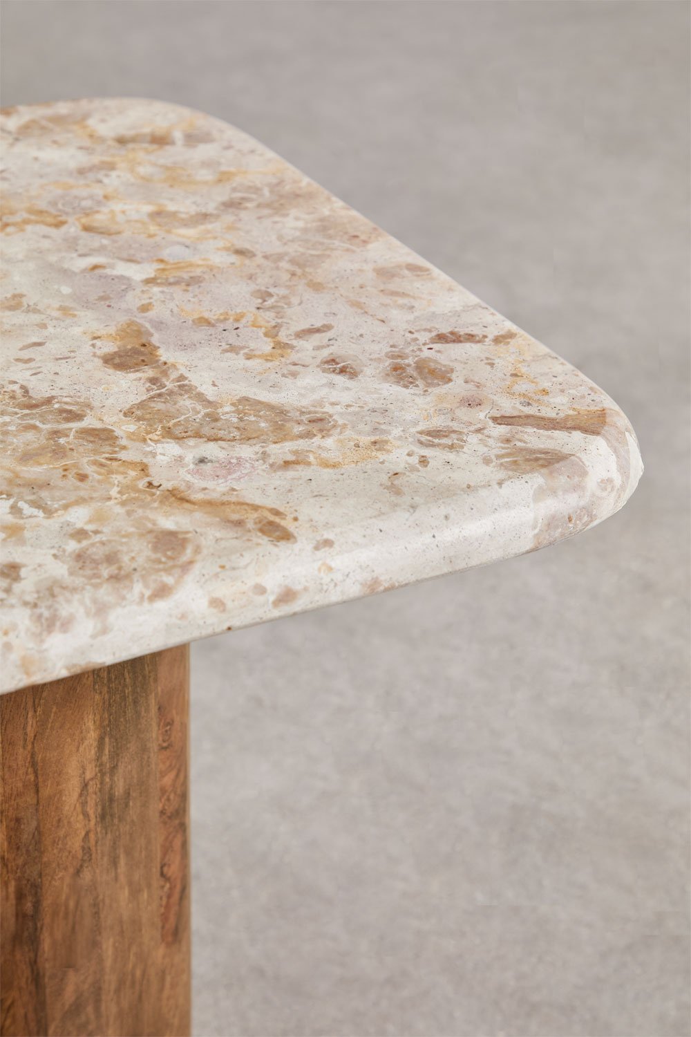 Square bedside table 40x40 cm in marble and mango wood Merieines, gallery image 2