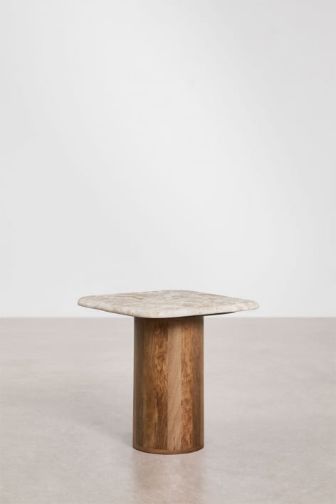 Pack of 2 square bedside tables 40x40 cm in marble and mango wood Merieines