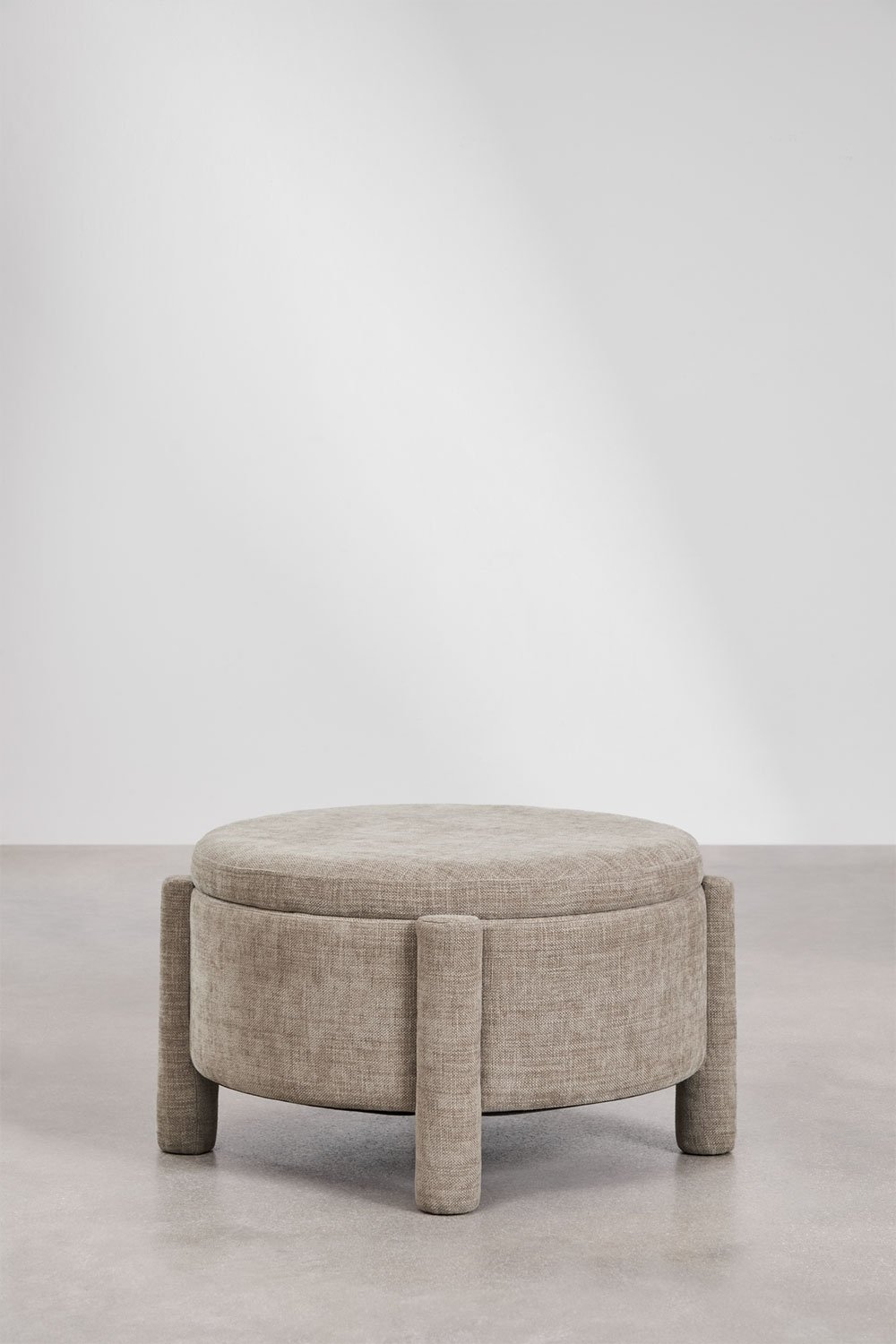 Cleo round upholstered storage pouf Ø70 cm, gallery image 3