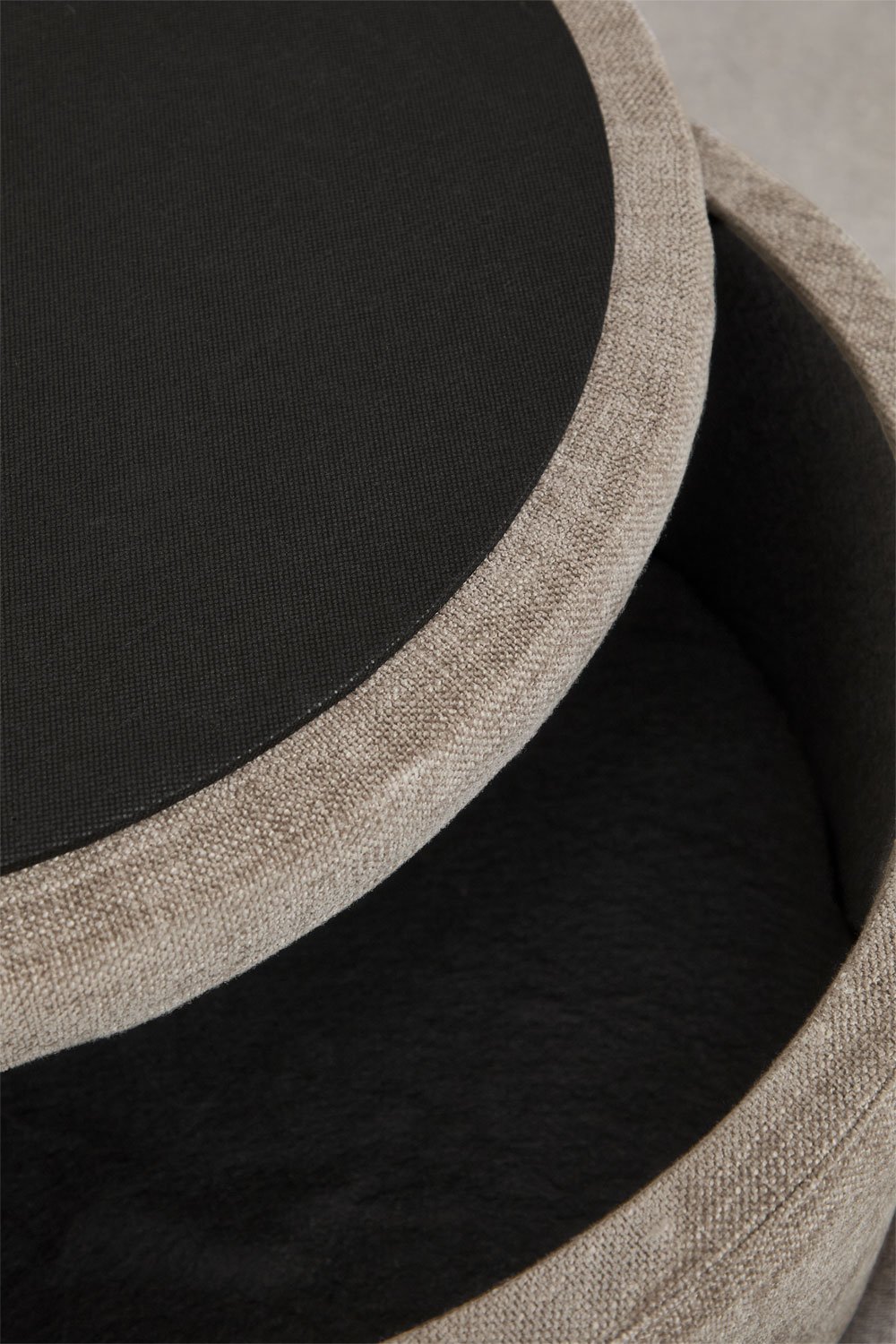 Cleo round upholstered storage pouf Ø70 cm, gallery image 5