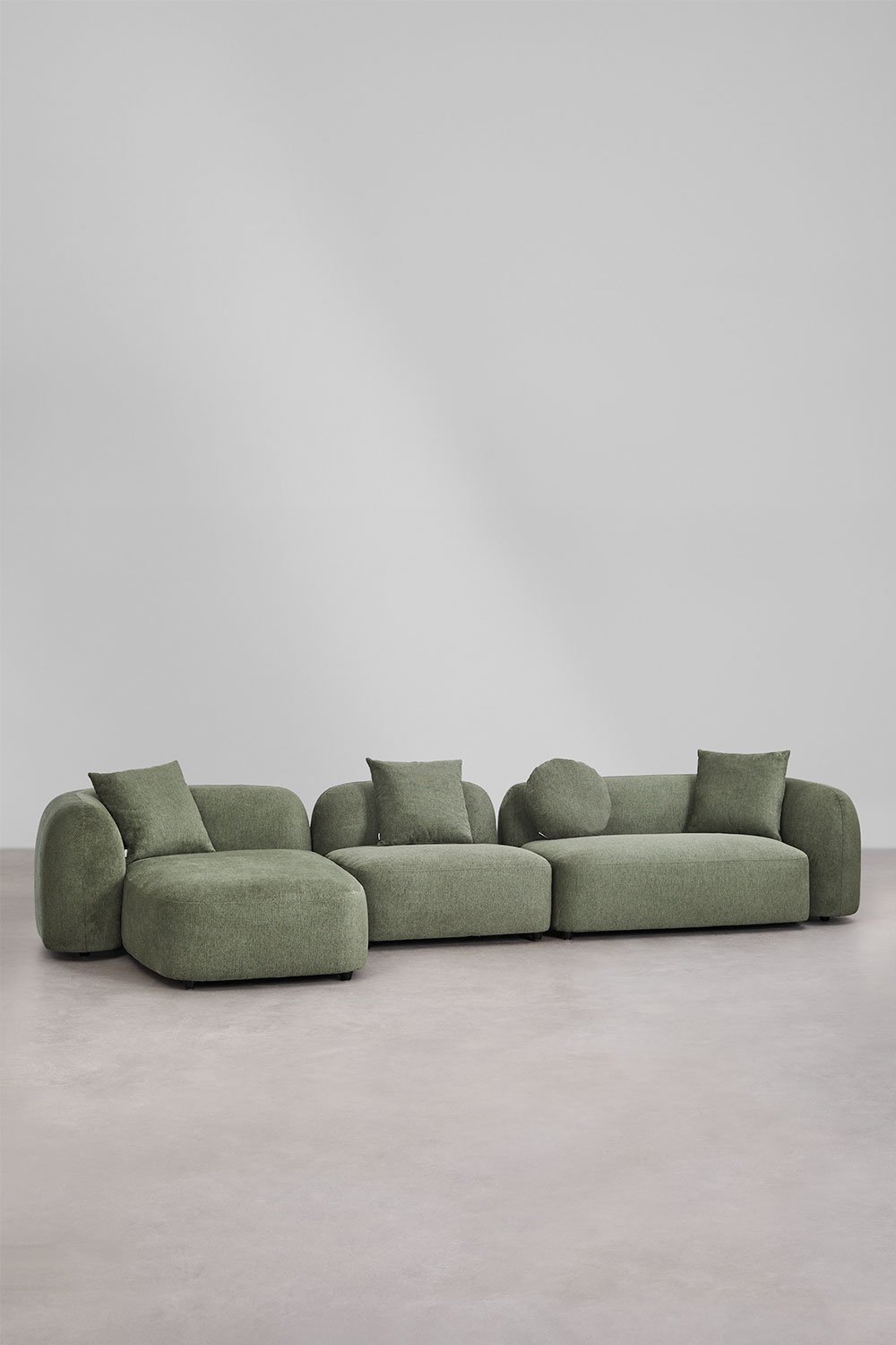 3-piece left chaise longue modular sofa in Coco chenille, gallery image 2