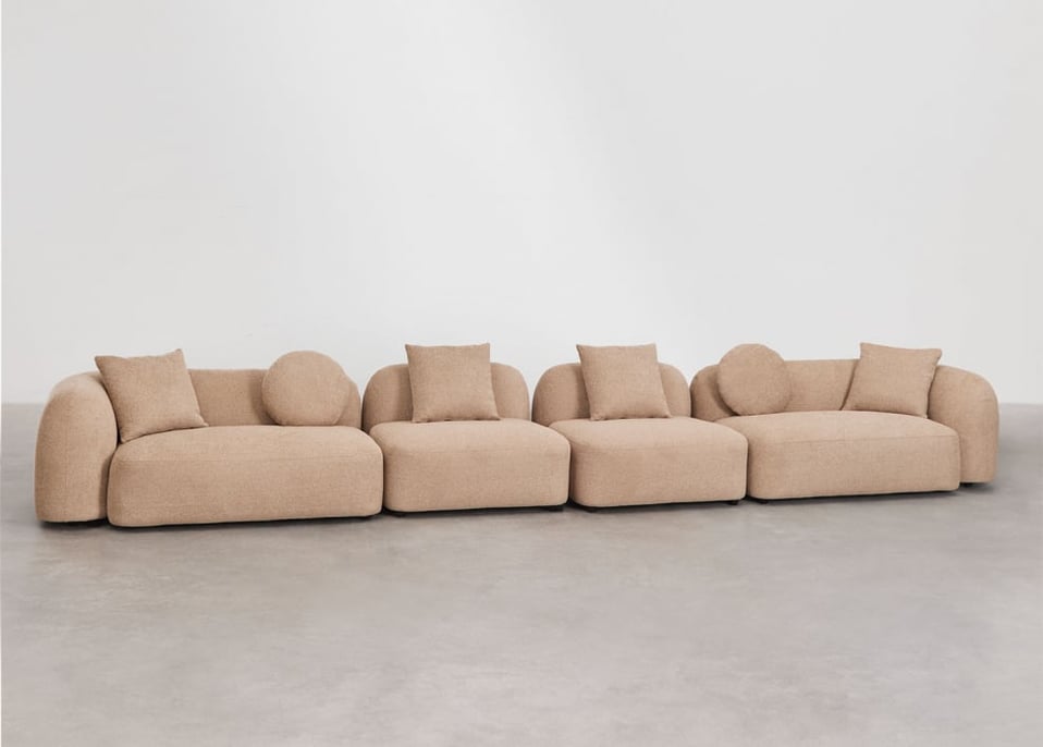4-piece modular sofa in Coco chenille - Latte Brown Thick Chenille