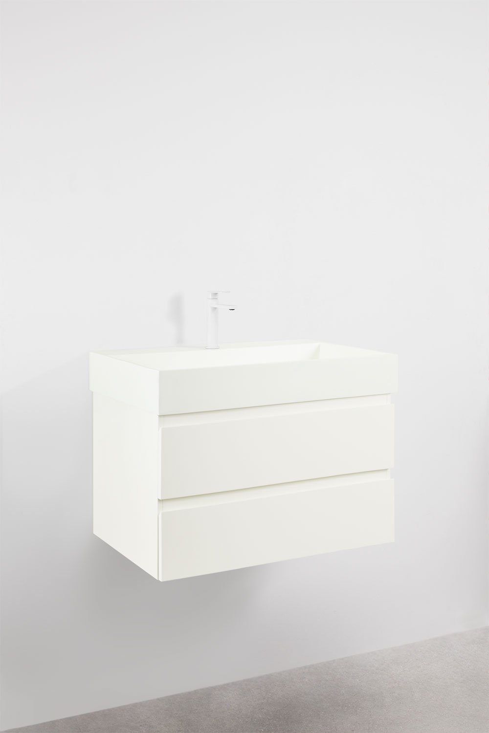 Bathroom furniture set in wood and ash veneer with integrated Ona washbasin, gallery image 3