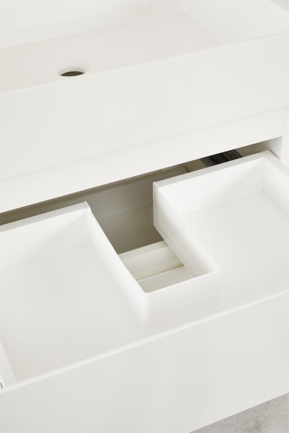 Bathroom furniture set in wood and ash veneer with integrated Ona washbasin, gallery image 4