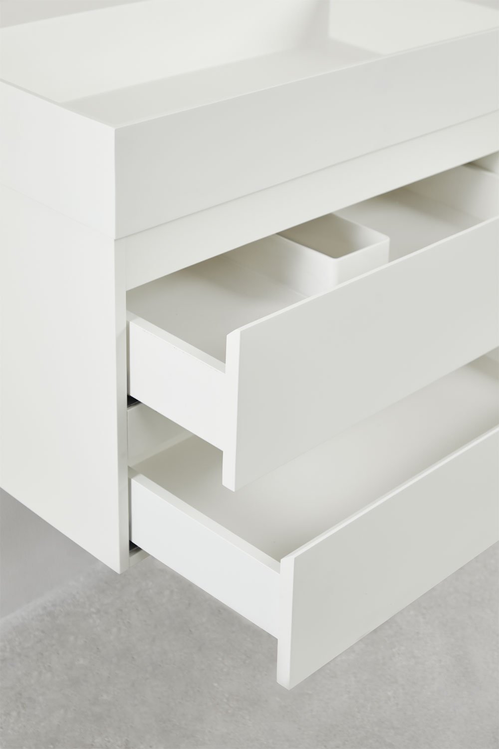 Bathroom furniture set in wood and ash veneer with integrated Ona washbasin, gallery image 4