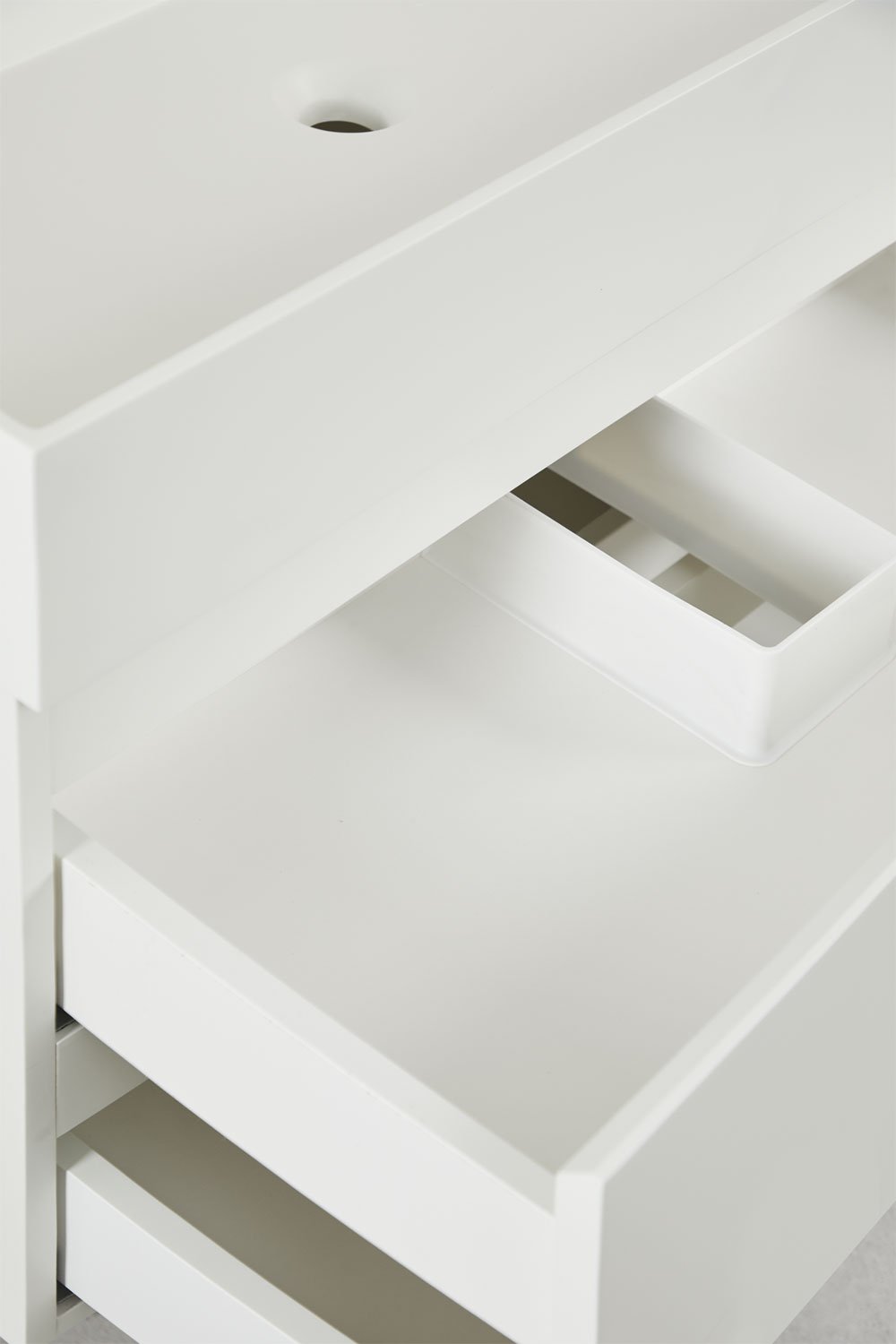 Bathroom furniture set in wood and ash veneer with integrated Ona washbasin, gallery image 5