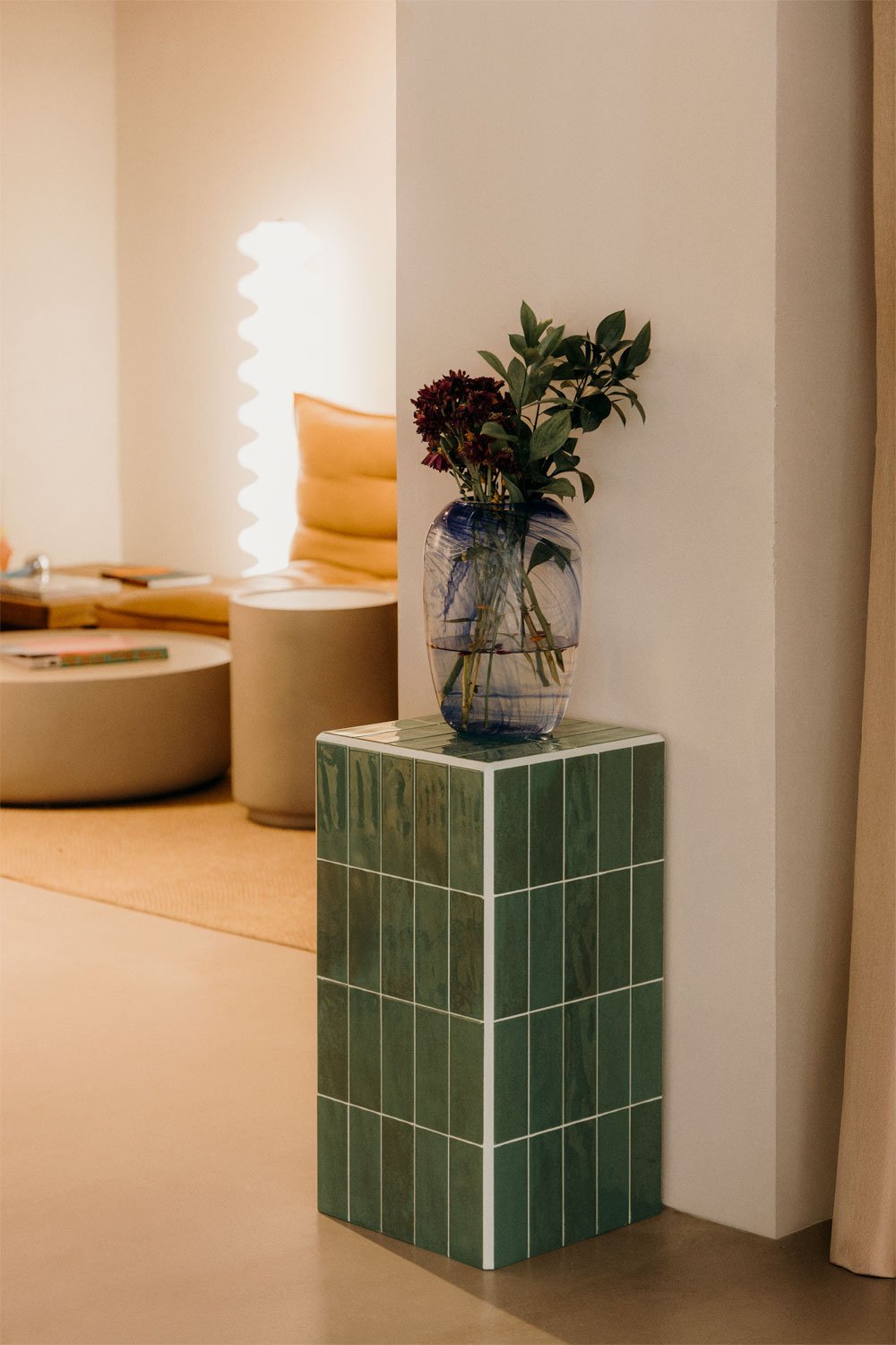 Square side table 30x30 cm in cement and Bongani tiles, gallery image 1