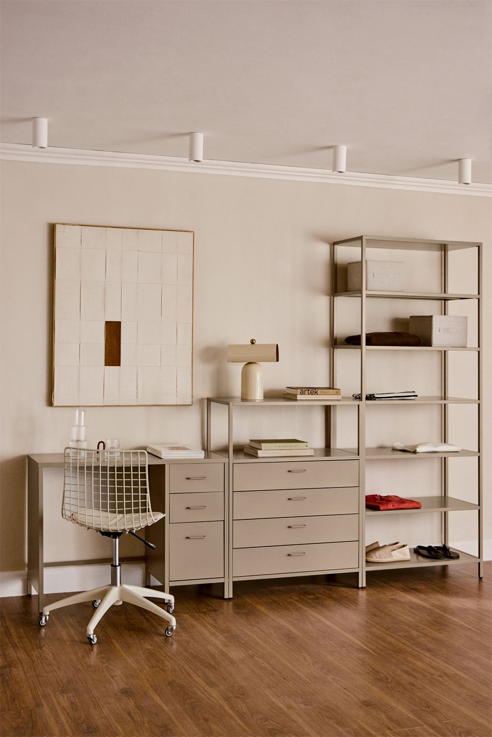  Janine steel desk set with drawers, drawer unit, and shelf, gallery image 1