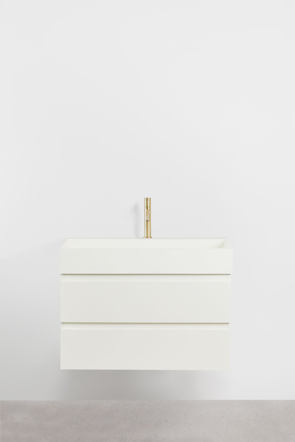 Bathroom furniture set in wood and ash veneer with integrated Ona washbasin, gallery image 2