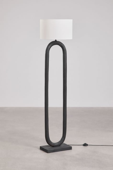 Tiberia mango wood floor lamp - Plain Black
