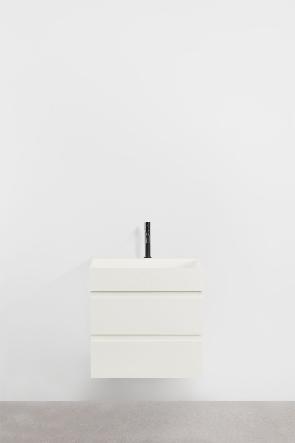 Ona suspended bathroom furniture set in wood and ash veneer with integrated sink, gallery image 2