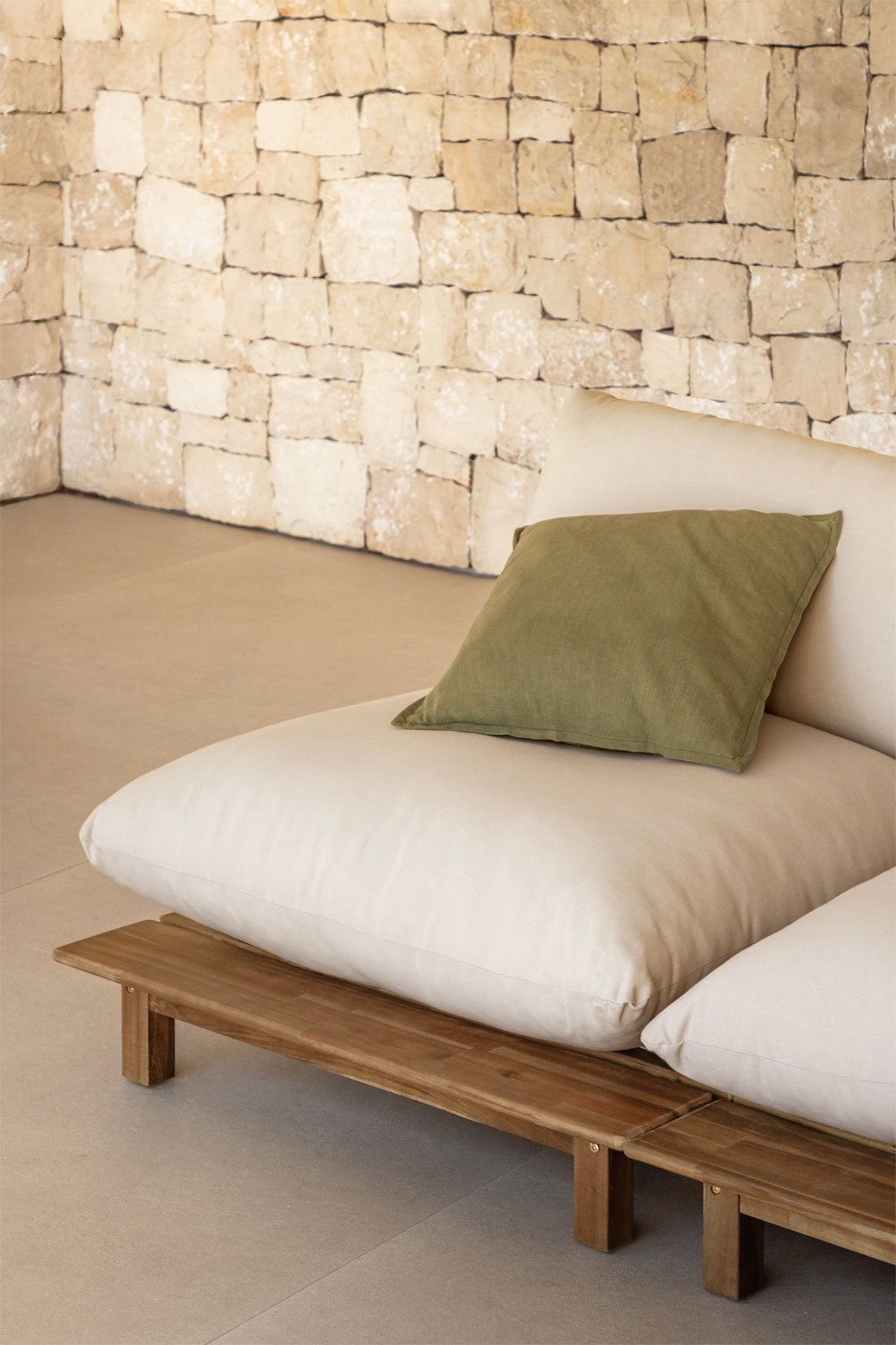 Brina acacia wood reclining central module for modular garden sofa, gallery image 1