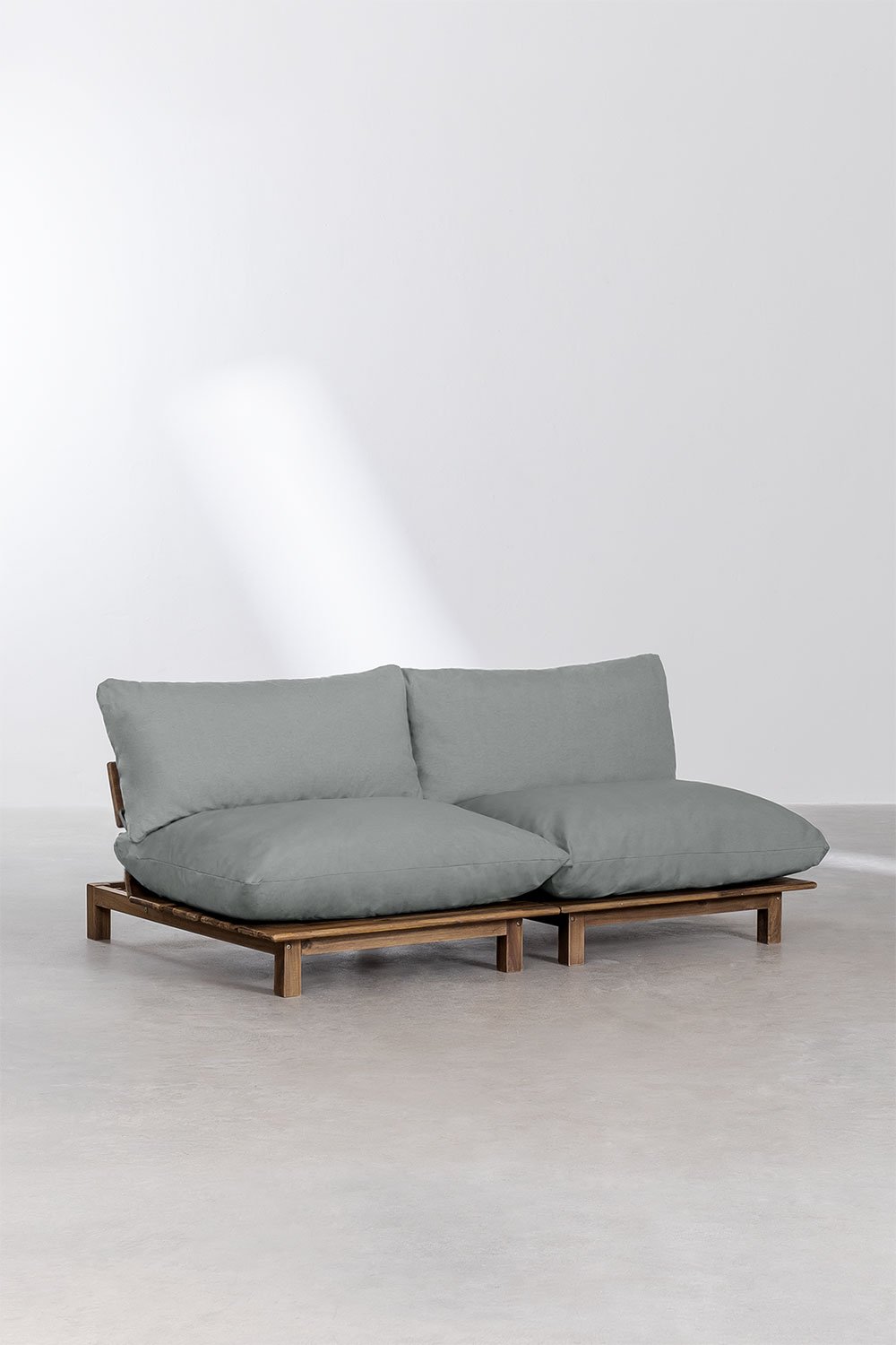 2-Piece Modular Garden Recliner Sofa in Brina Acacia Wood, gallery image 3