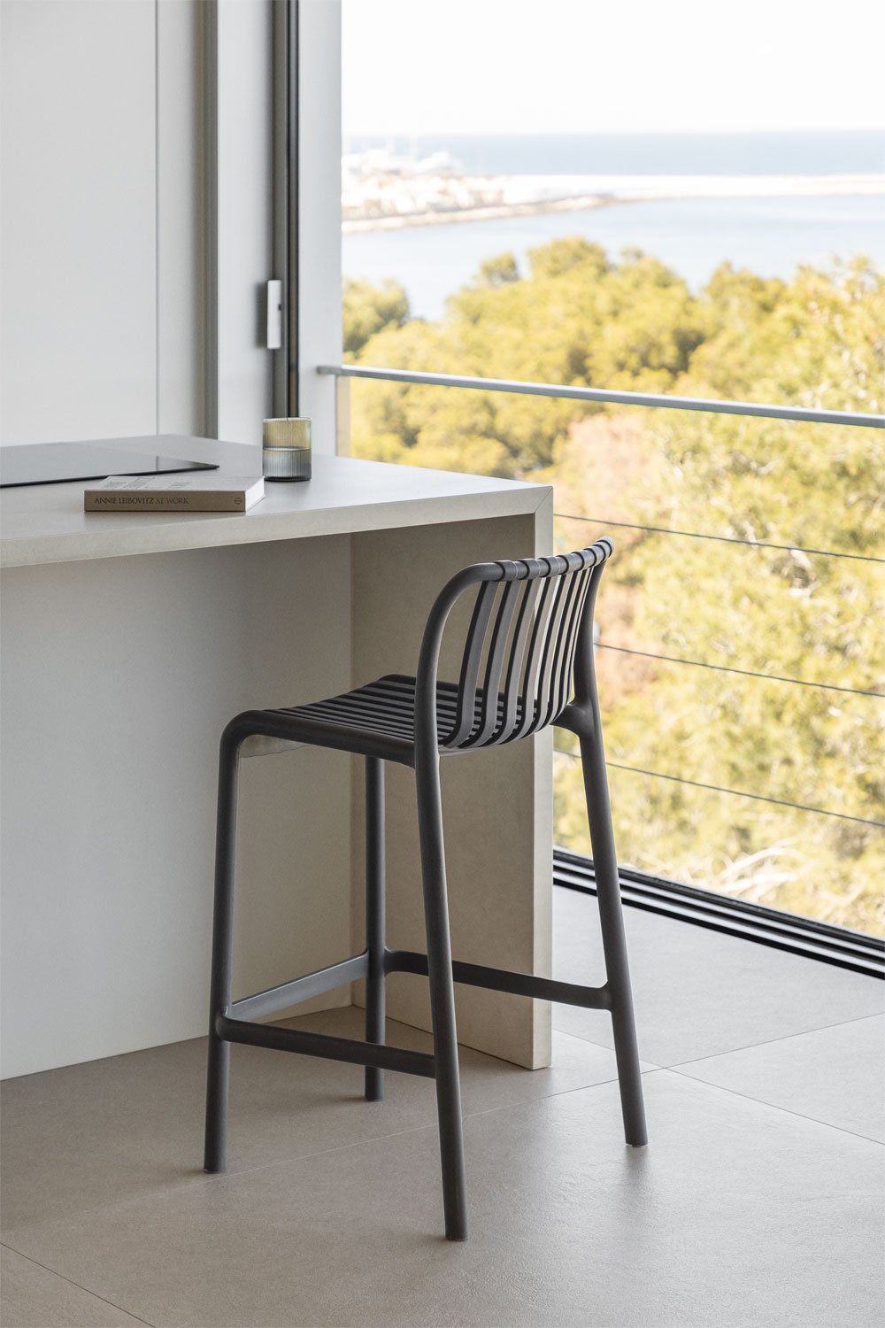 Pack of 2 Wendell polypropylene stackable high stools, gallery image 1