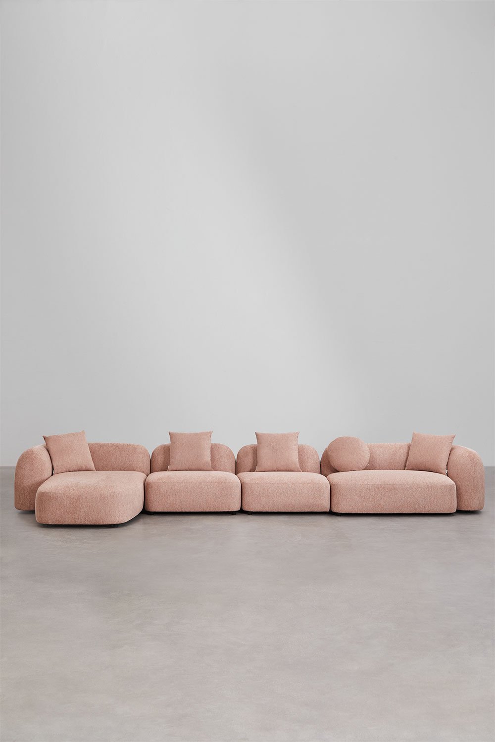 4-piece left chaise longue modular sofa in Coco chenille, gallery image 4