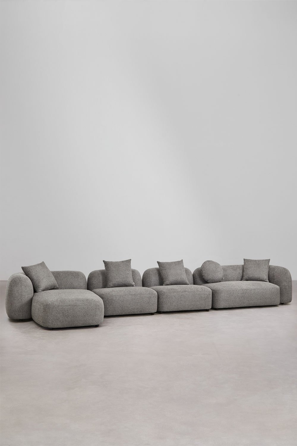 4-piece left chaise longue modular sofa in Coco chenille, gallery image 3
