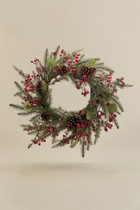 Kinley Christmas decorative wreath Ø65 cm in rattan with pine cones