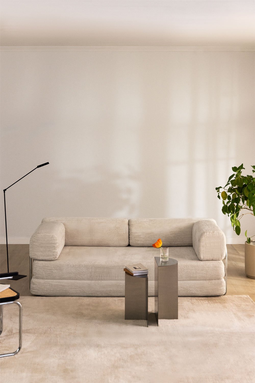 Igone vacuum-packed corduroy 2-seater sofa bed, gallery image 1