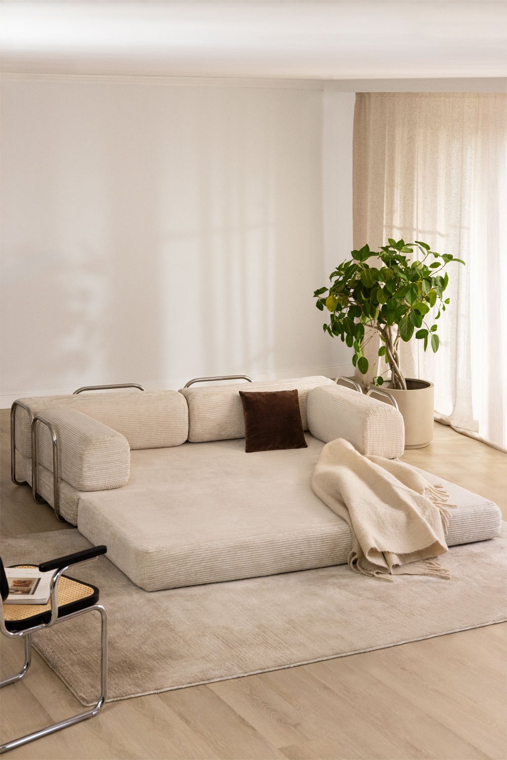 Igone vacuum-packed corduroy 2-seater sofa bed, gallery image 2