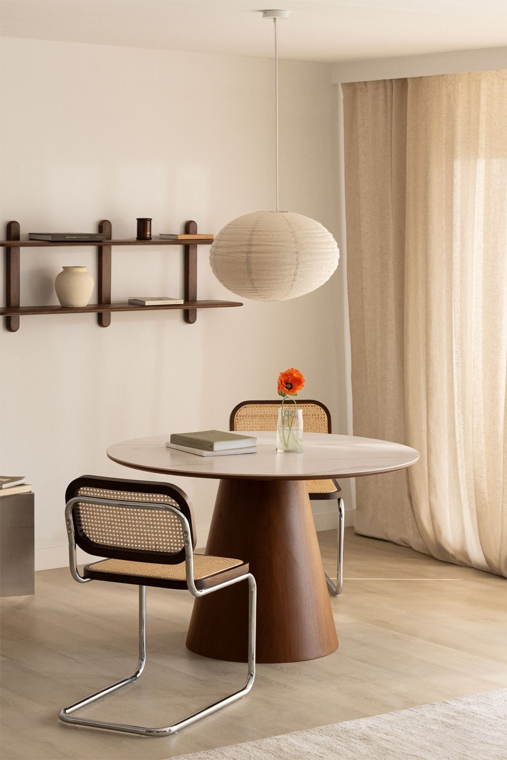 Aura round wooden dining table, gallery image 1