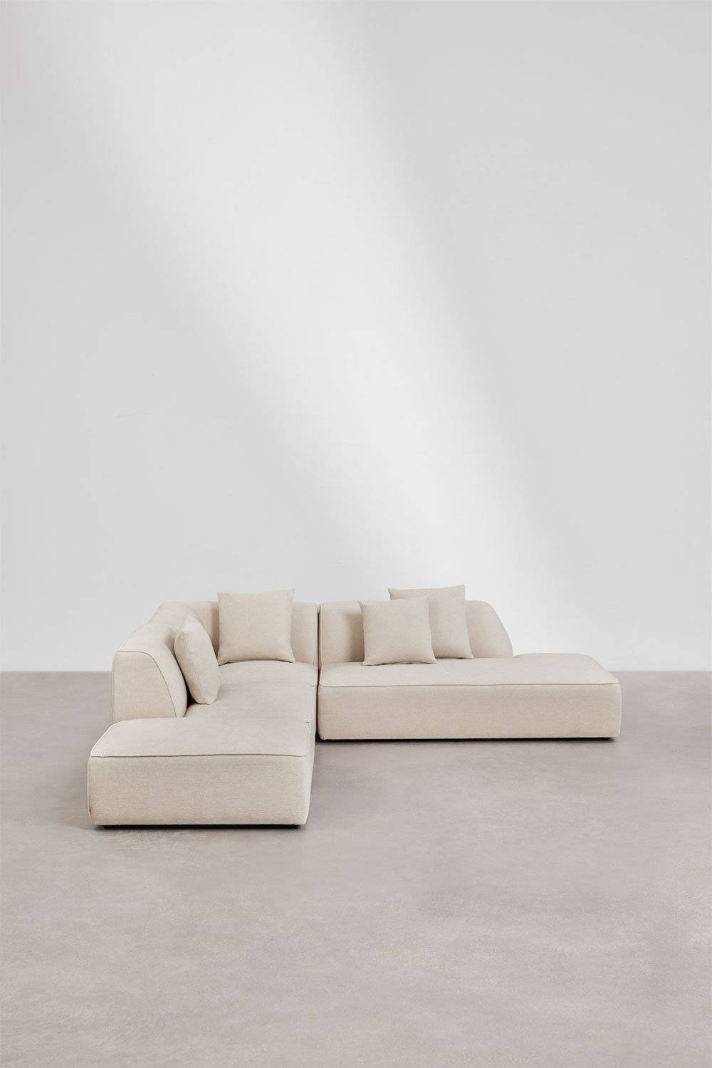 Cardea 3-Piece Modular Corner Sofa with Right Chaise and Upholstered Pouf, gallery image 3