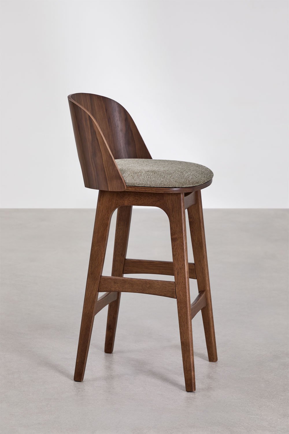 Juna high stool in wood and upholstery, gallery image 2