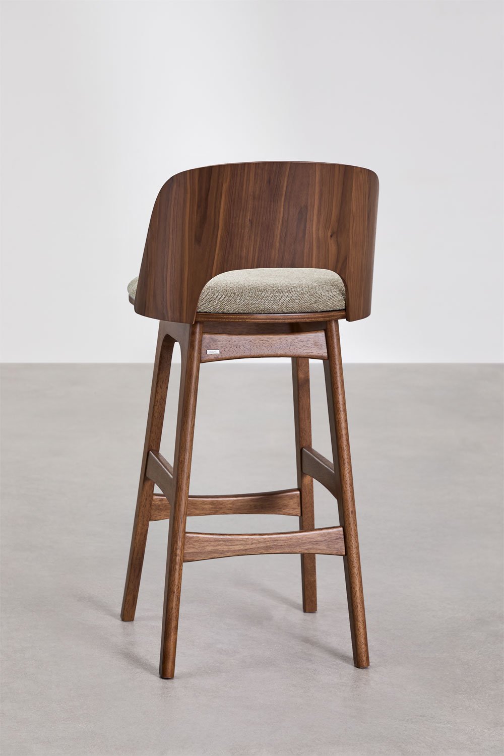 Juna high stool in wood and upholstery, gallery image 3