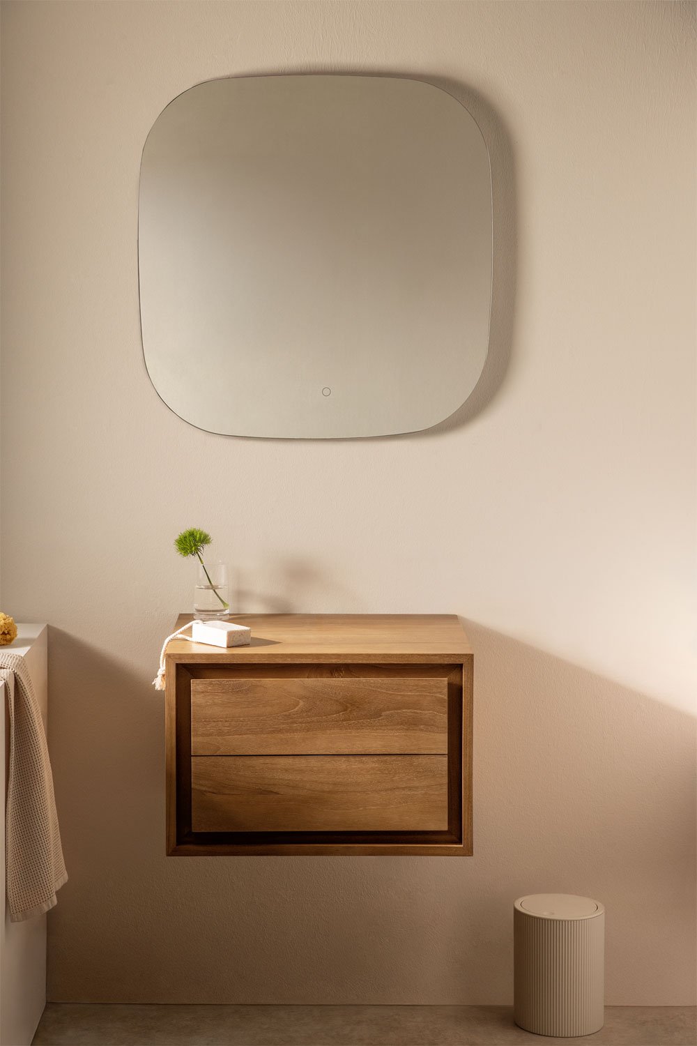 Jabari teak wood wall-mounted bathroom furniture set, gallery image 1