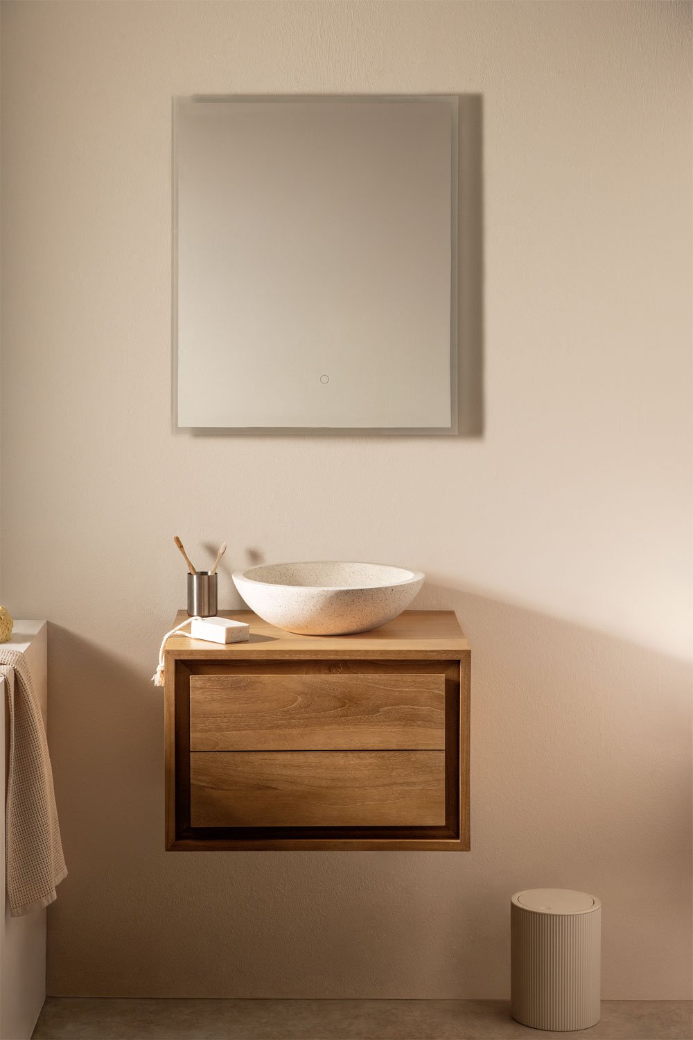 Jabari teak wood bathroom furniture set, gallery image 1