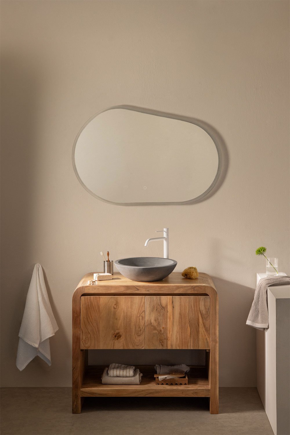 Vacry acacia wood bathroom furniture set, gallery image 1