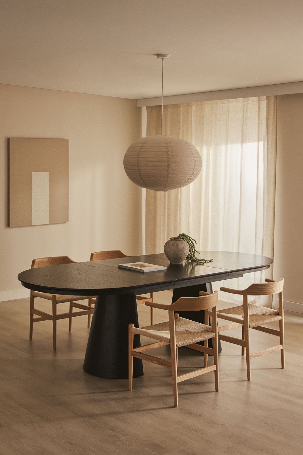 Oval dining table 180-240x105 cm extendable in MDF and Montana oak veneer, gallery image 2