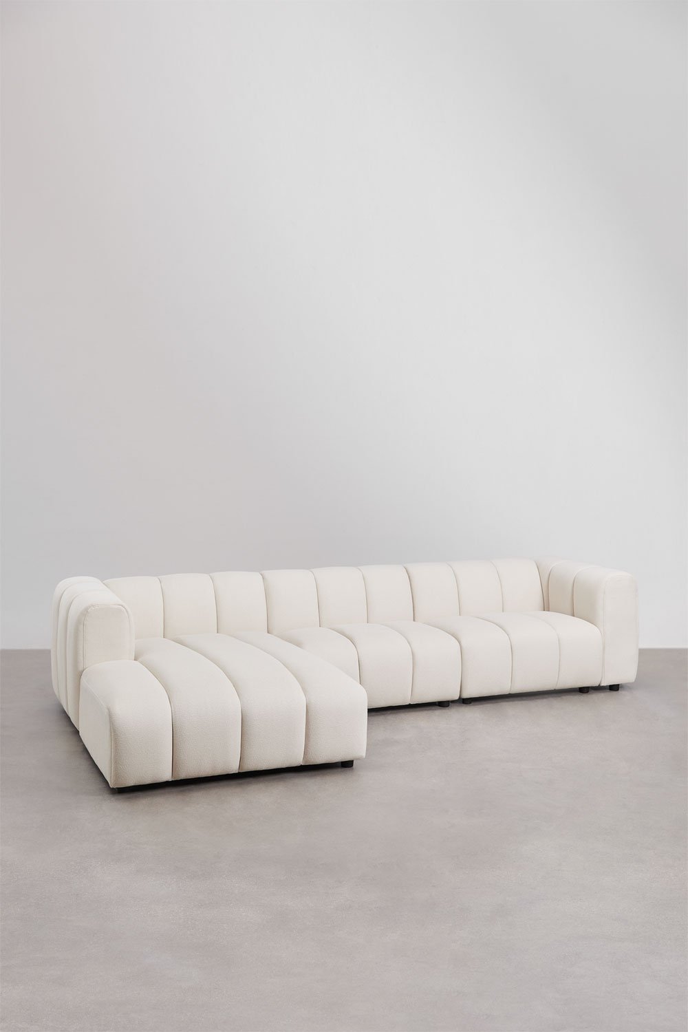 3-piece modular sofa with left chaise longue in Eliot bouclé fabric, gallery image 1