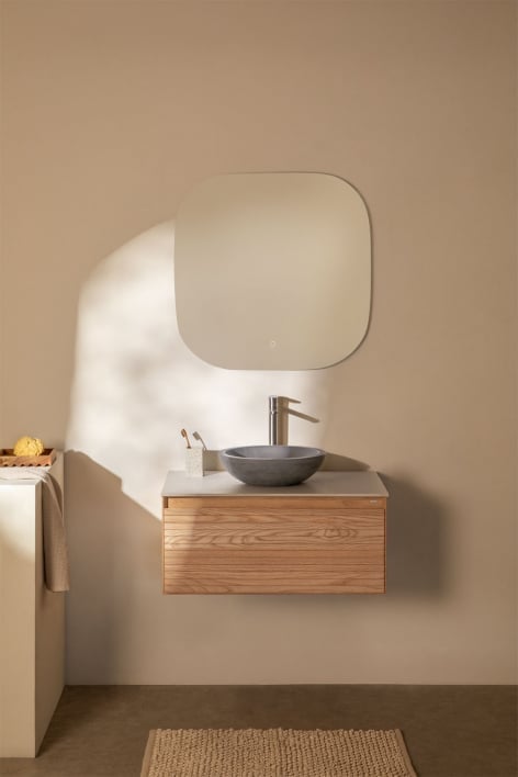 Tedrik ash wood bathroom furniture set - Brown Ash