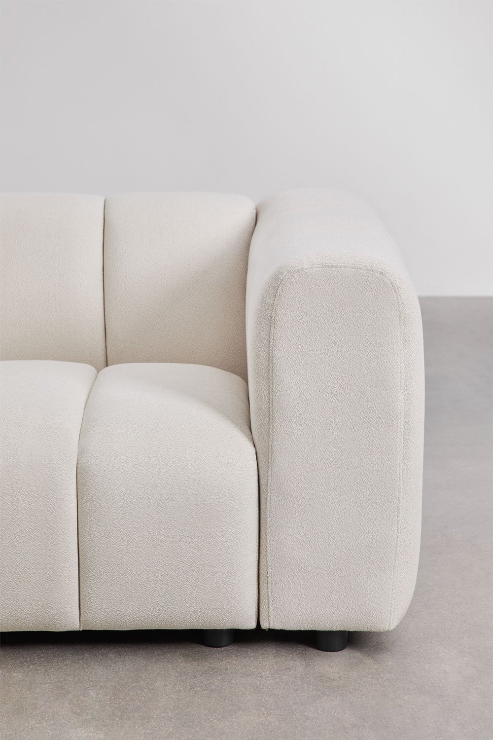 Eliot 3-piece right-sided corner modular sofa and pouf in bouclé fabric, gallery image 9