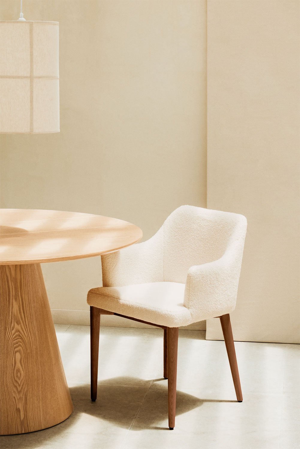 Banfil sheepskin dining chair with armrests, gallery image 1