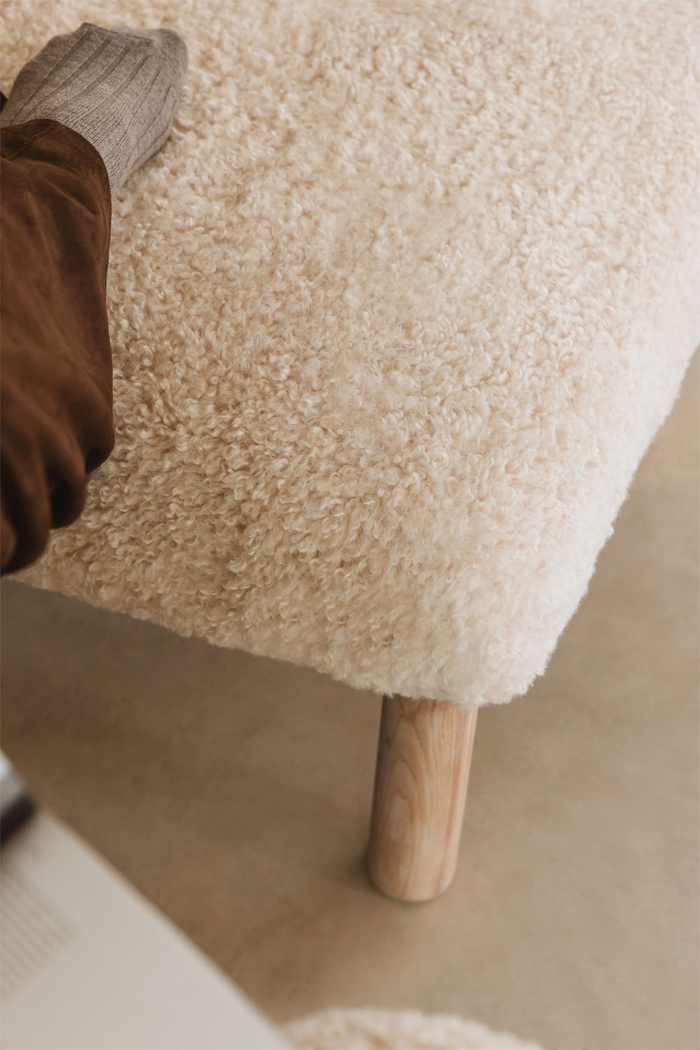 Bernia sheepskin and ash wood footrest, gallery image 2