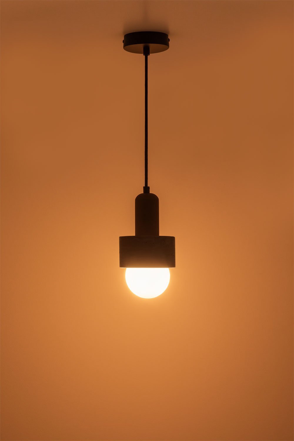 Davise Ø12 cm ceiling lamp in travertine and wood, gallery image 3