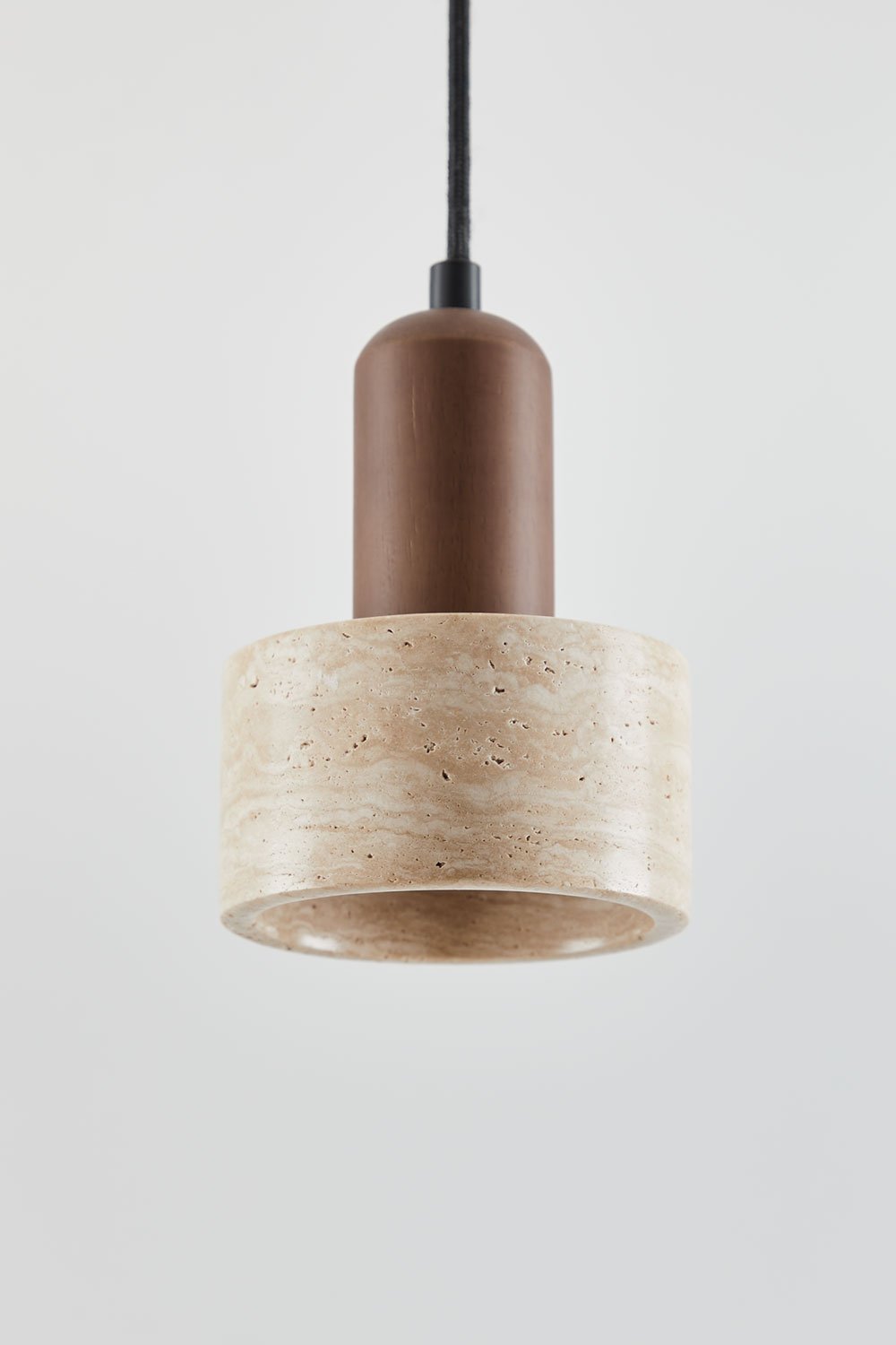 Davise Ø12 cm ceiling lamp in travertine and wood, gallery image 5