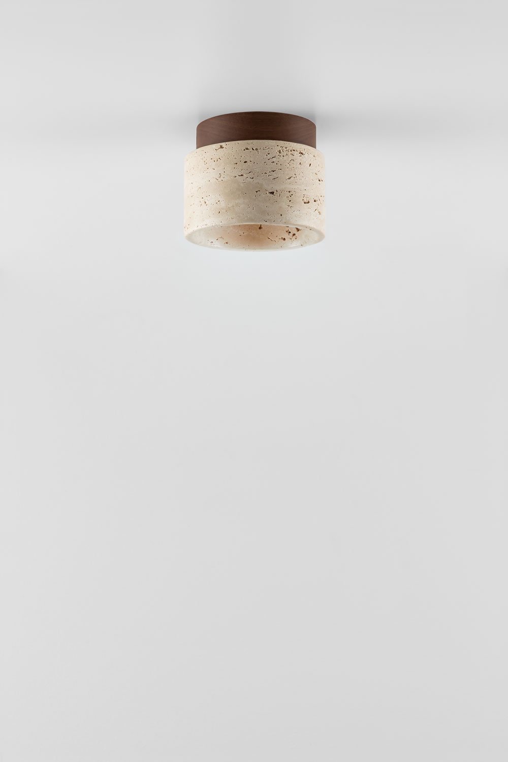 Ceiling light Ø10 cm in travertine and wood Davise, gallery image 4
