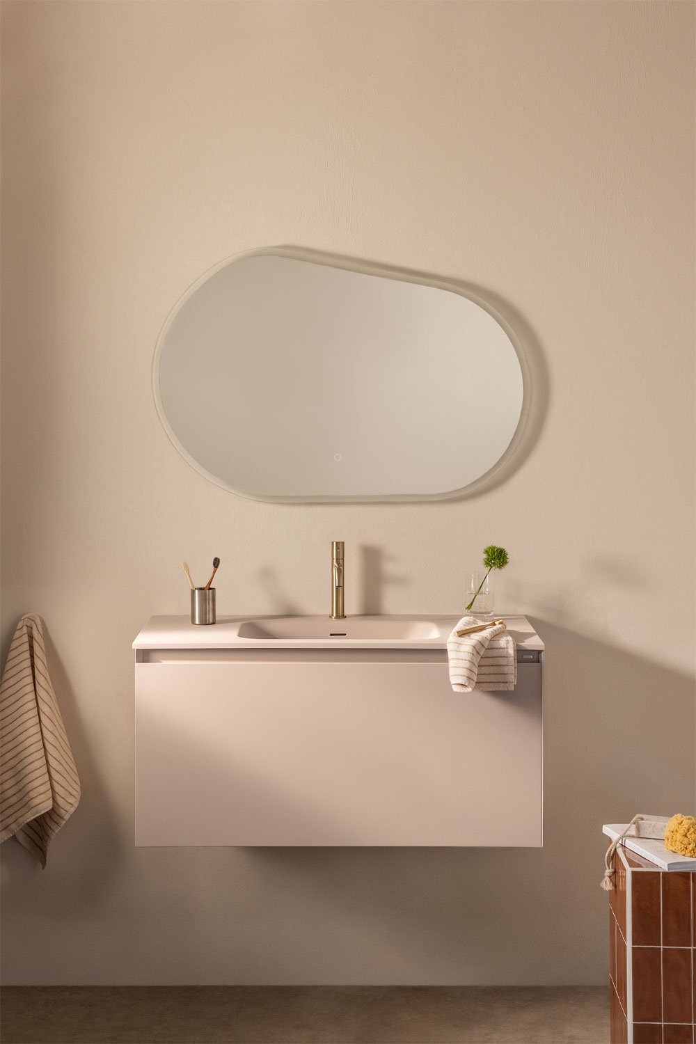 Macrae wooden bathroom furniture set with integrated sink, gallery image 1