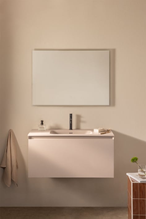 Macrae wooden bathroom furniture set with integrated sink - Beige Linen