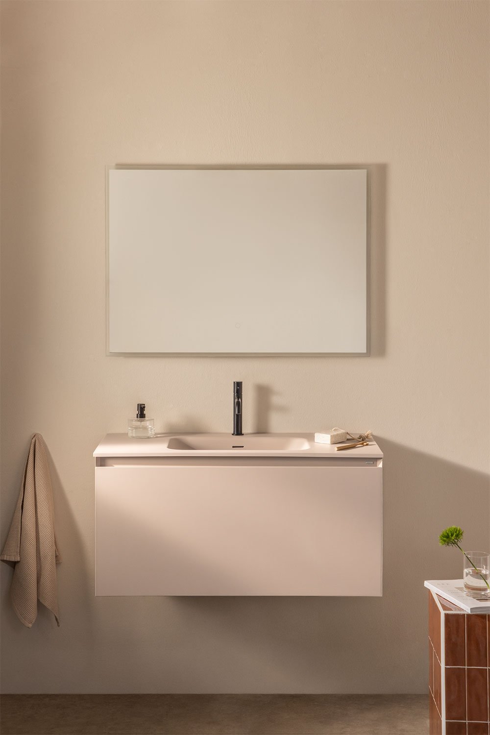 Macrae wooden bathroom furniture set with integrated sink, gallery image 1