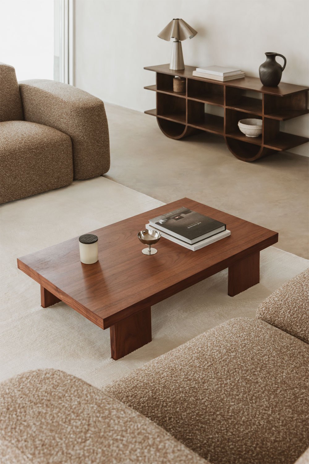Rectangular center table 100x60 cm in MDF and Bernay screed, gallery image 1