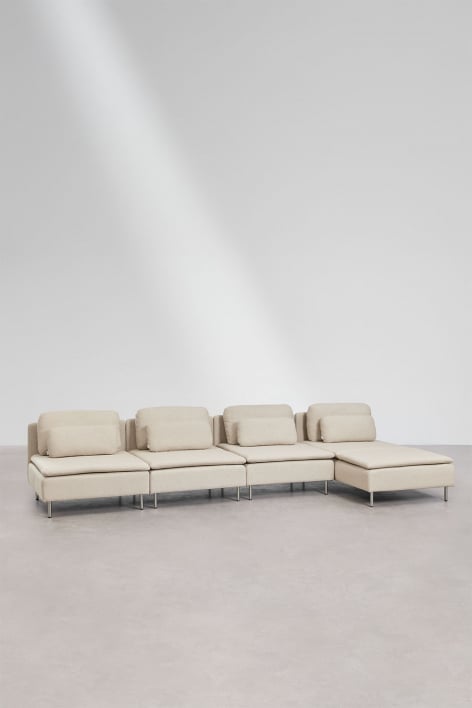 Oriol 4-piece right-sided chaise longue modular sofa - Fabric Cream Beige