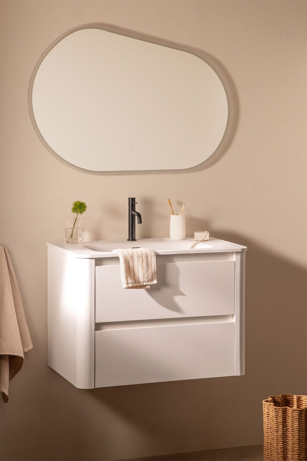 Egerton wooden bathroom furniture set with integrated sink, gallery image 1