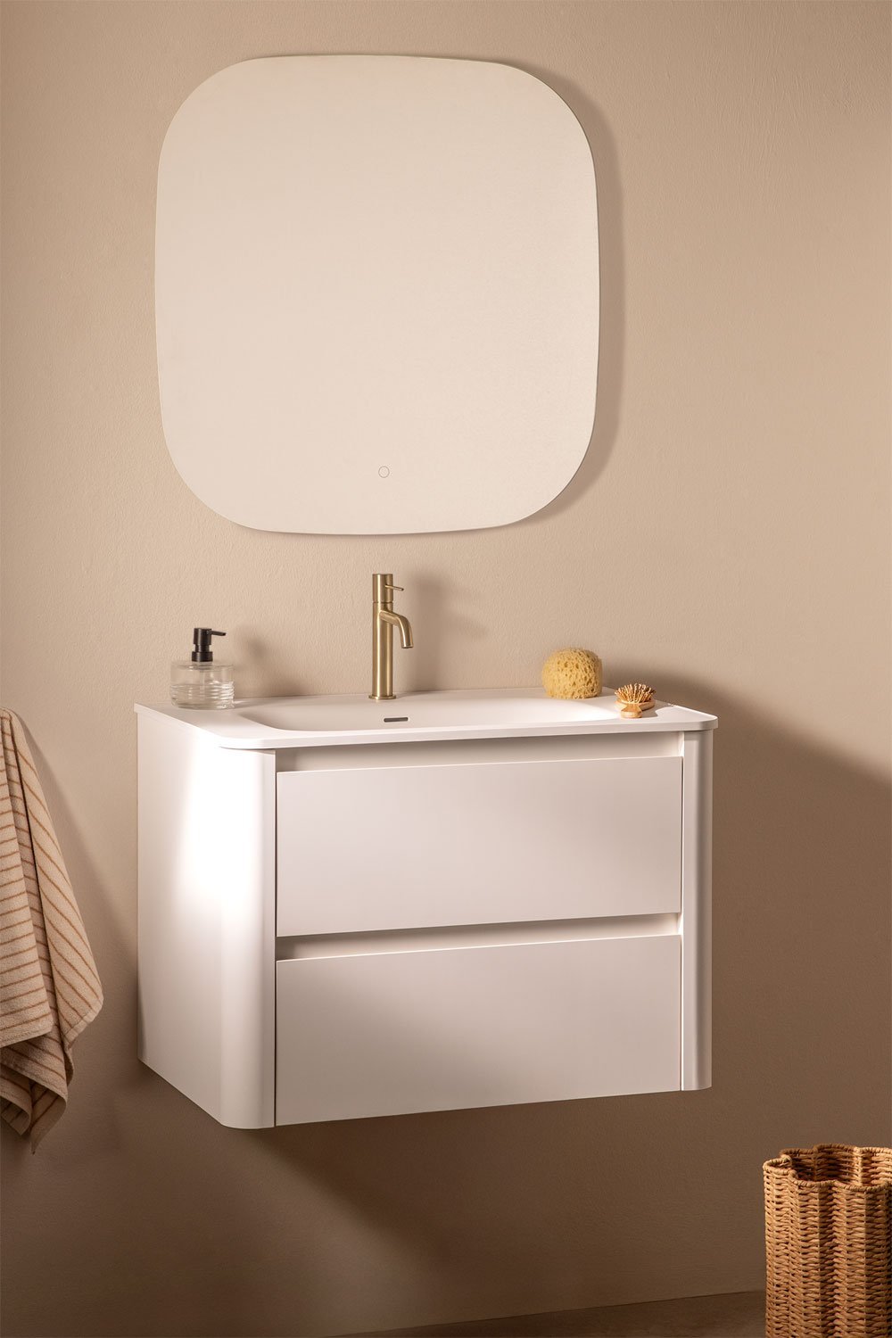 Egerton wooden bathroom furniture set with integrated sink, gallery image 1