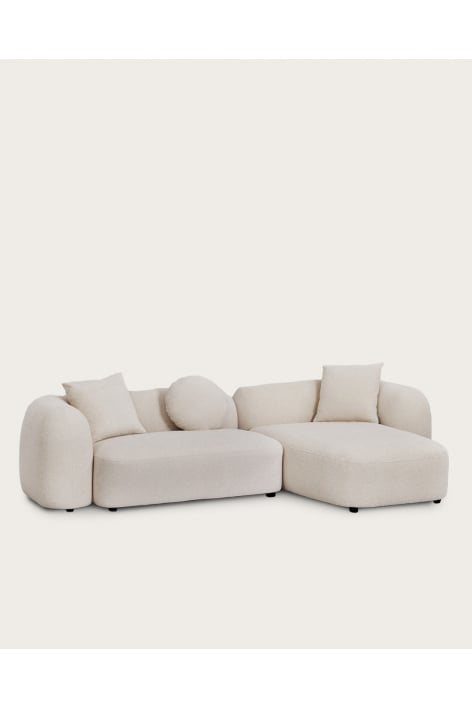 2-Piece Right Chaise Longue Modular Sofa in Coco Chenille